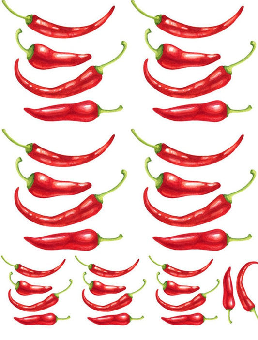Hot Chili Peppers - Ceramic Decals- Enamel Decal - Fusible Decal - Glass Fusing Decal ~ Waterslide Decal - 28929